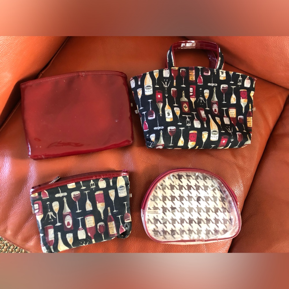Four piece makeup or jewelry bag set.